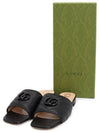 Double G Leather Slide Slippers Black - GUCCI - BALAAN 9