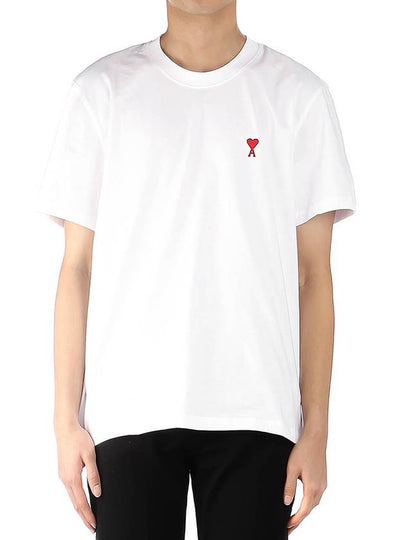 Small Heart Logo Short Sleeve T-Shirt White - AMI - BALAAN 2