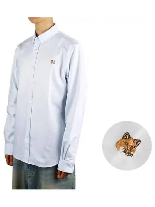 Fox Head Embroidery Long Sleeve Shirt Blue - MAISON KITSUNE - BALAAN 2