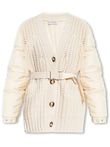 logo patch mix padded cardigan ivory 9B000 36 M2079 034 - MONCLER - BALAAN 1