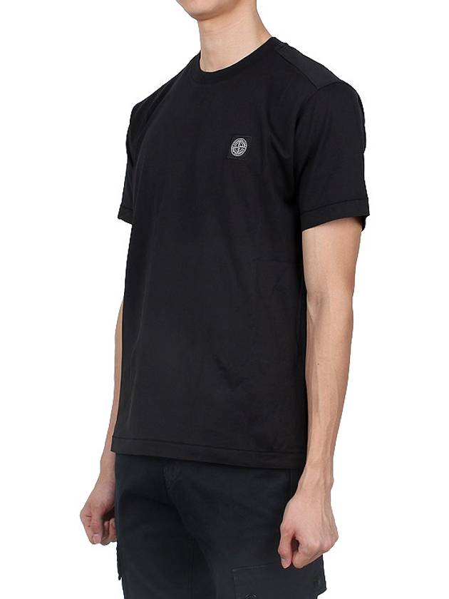 Logo Patch Short Sleeves T-Shirt Black - STONE ISLAND - BALAAN 4