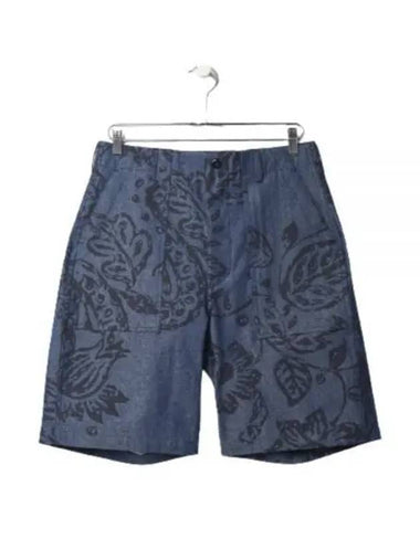 Fatigue Short Indigo Floral Print 8oz Denim MP298 CT242 Shorts - ENGINEERED GARMENTS - BALAAN 1