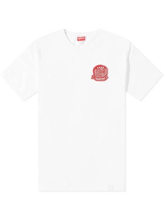 Draw Varsity Embroidered Cotton Short Sleeve T-shirt White - KENZO - BALAAN 1