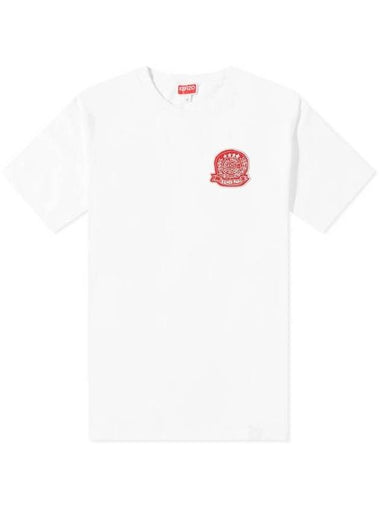 Draw Varsity Embroidered Cotton Short Sleeve T-shirt White - KENZO - BALAAN 1