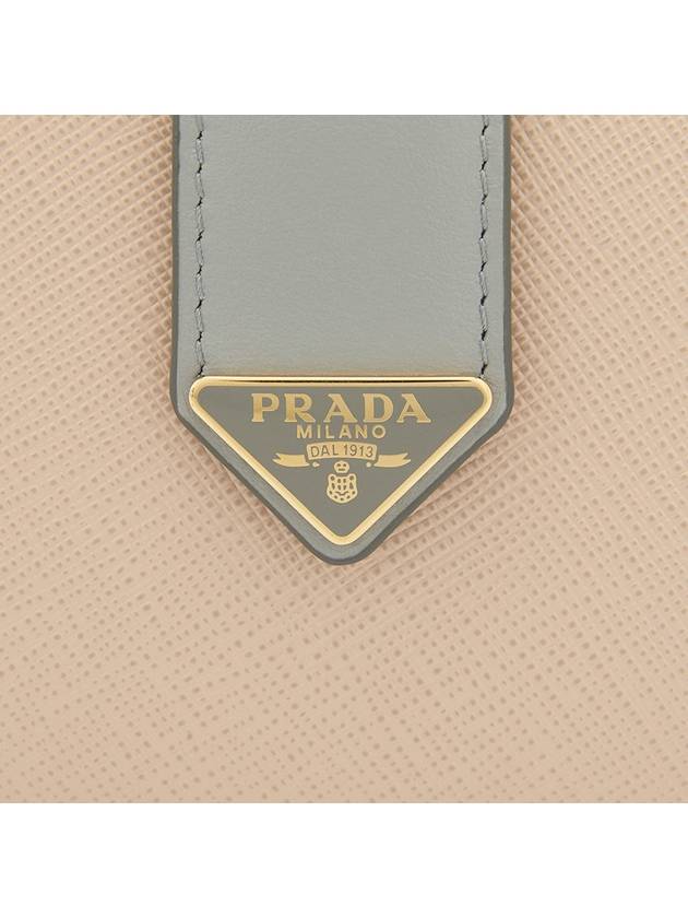 Small Smooth Saffiano Leather Half Wallet Grey - PRADA - BALAAN 8