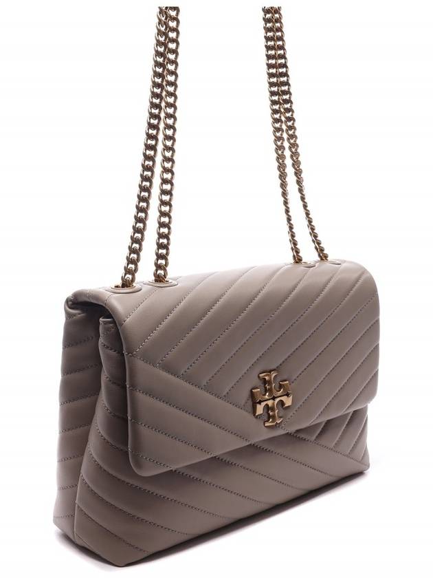 Kira Chevron Convertible Shoulder Bag Grey - TORY BURCH - BALAAN 4