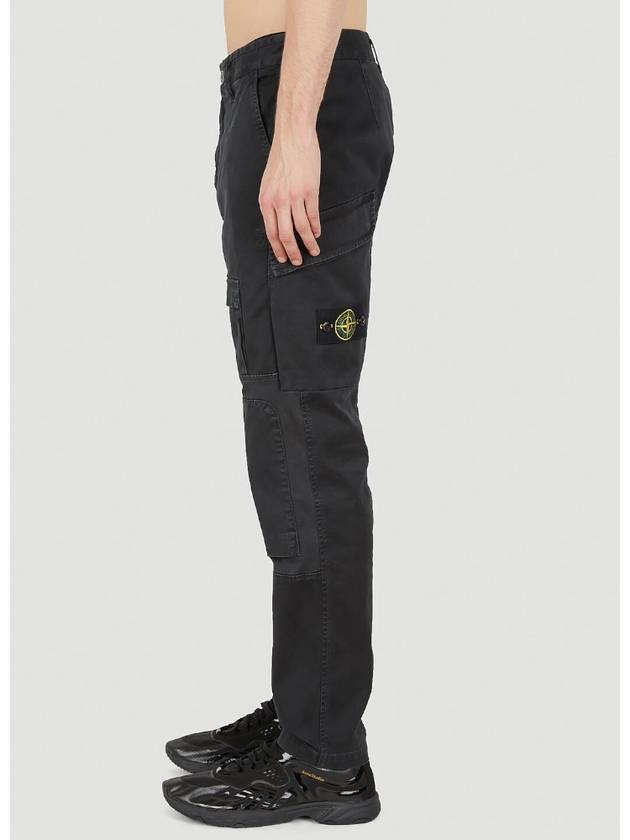 Men's Logo Patch Cargo Straight Pants Black - STONE ISLAND - BALAAN 3