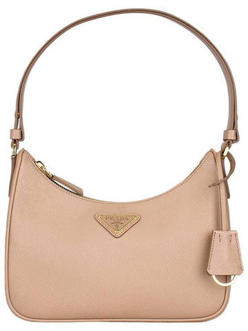 Re-Edition Saffiano Leather Mini Bag Cameo Beige - PRADA - BALAAN 1