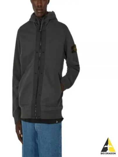 Wappen Patch Cotton Fleece Zip Up Hoodie Lead Gray - STONE ISLAND - BALAAN 2