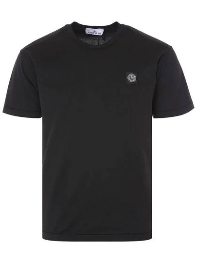 Logo Patch Short Sleeve T-Shirt Black - STONE ISLAND - BALAAN 2