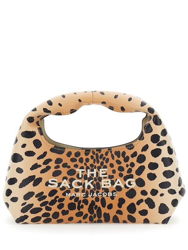 'The Mini Sack' Brown Handbag With Embossed Logo And Leopard Motif In Hammered Leather Woman - MARC JACOBS - BALAAN 1