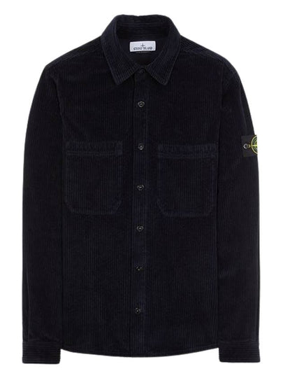 Cotton Corduroy 400 TC Over Long Sleeve Shirt Navy - STONE ISLAND - BALAAN 2