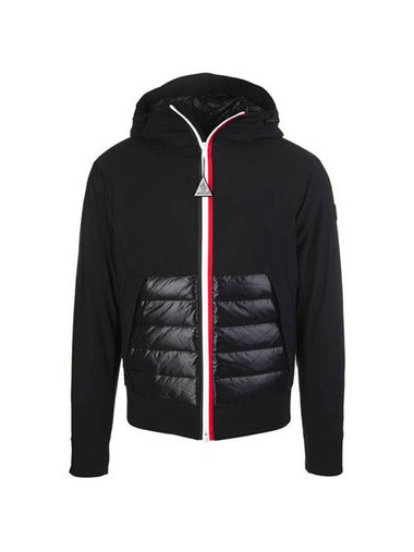 Three-Stripe Padded Zip Up Hoodie Black - MONCLER - BALAAN 1