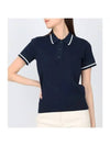 Women's Feline Knit Short Sleeve Polo Shirt Navy - J.LINDEBERG - BALAAN 1