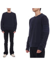 4 Bar Tonal Crew Neck Sweatshirt Navy - THOM BROWNE - BALAAN 3