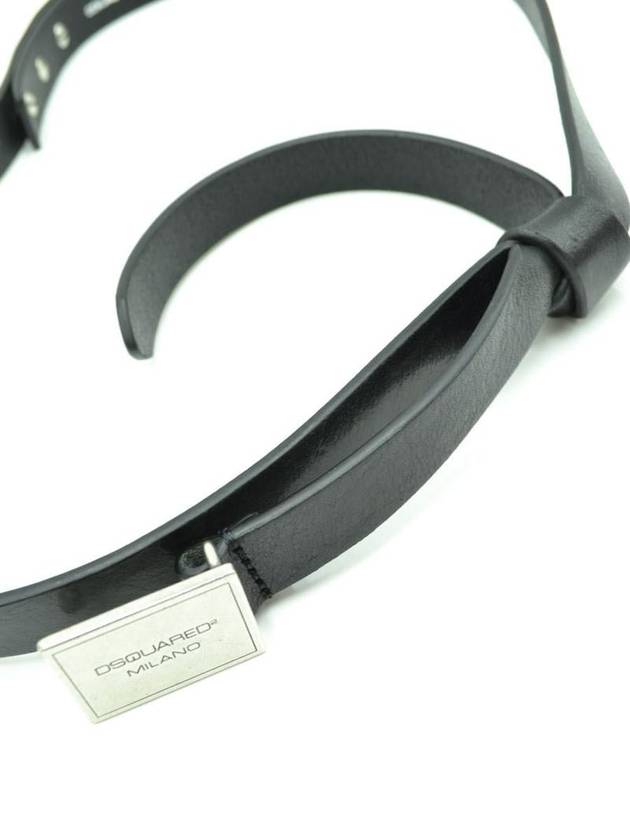 Square logo silver buckle leather belt black - DSQUARED2 - BALAAN 3