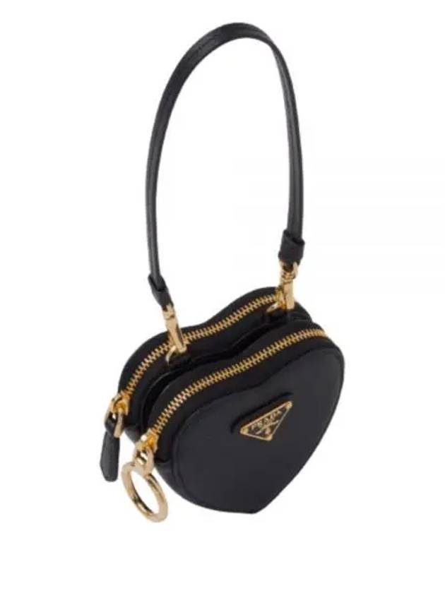 Heart Saffiano Mini Pouch Bag Black - PRADA - BALAAN 2