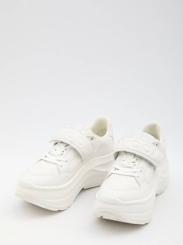 Wave Wedge Leather Low Top Sneakers White - GUCCI - BALAAN 6