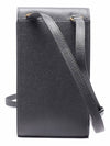 Three Stripes Strap Leather Phone Case Grey - THOM BROWNE - BALAAN 5