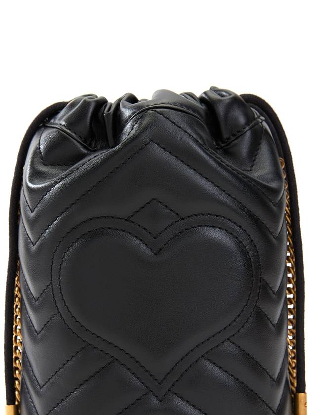 GG Marmont Gold Chain Mini Bucket Bag Black - GUCCI - BALAAN 10