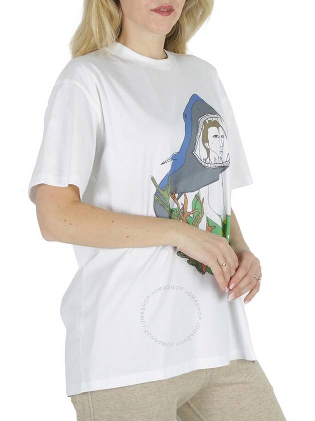 Burberry White Marine Sketch Print Oversized T-Shirt, Size XX-Small - BURBERRY - BALAAN 3