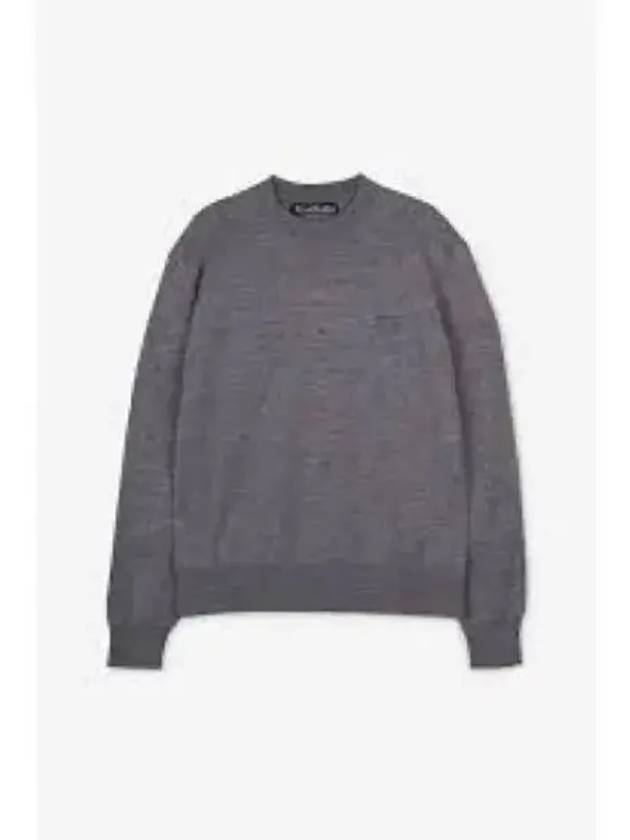 Face Patch Crew Neck Knit Top Grey Brown - ACNE STUDIOS - BALAAN 2