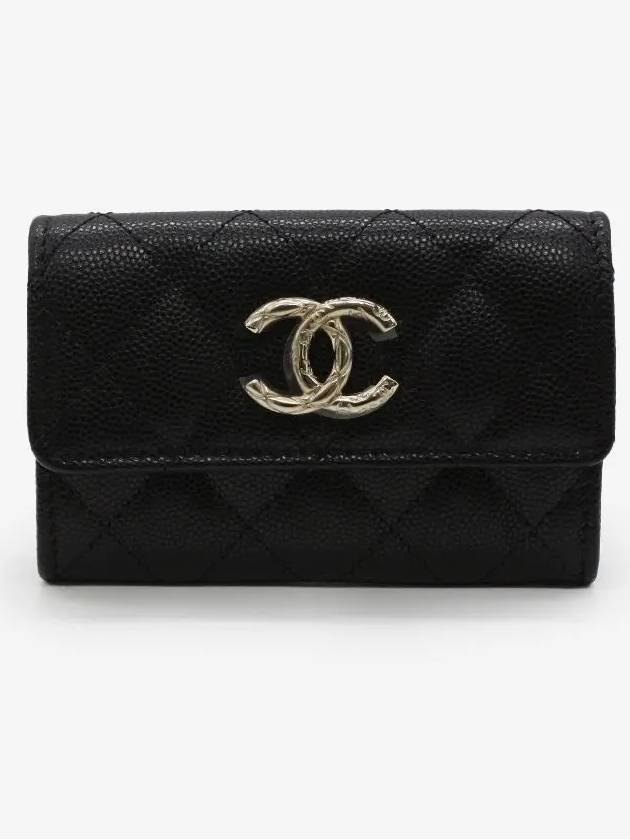 gold logo caviar card wallet black - CHANEL - BALAAN 2