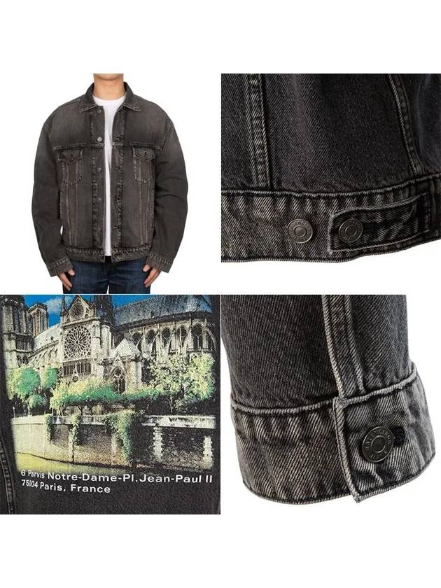 Notre Dame Print Denim Jacket Black - BALENCIAGA - BALAAN 8