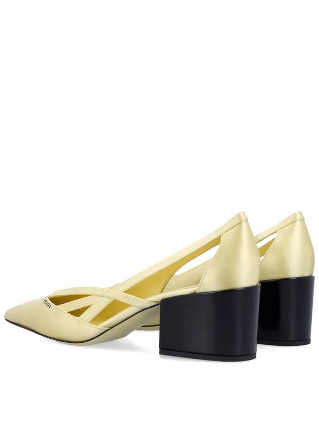 satin cutout pumps heel lemon yellow - PRADA - BALAAN 4