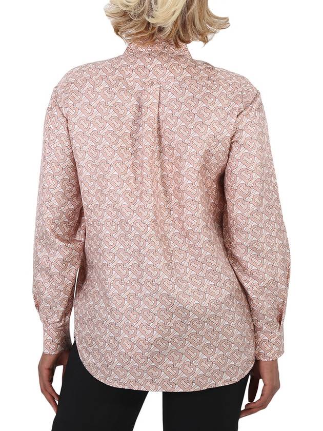 Women's Monogram Print Silk Long Sleeve Shirt Pink - BURBERRY - BALAAN 4