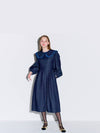 Sailor collar flare long denim dress dark indigo - OPENING SUNSHINE - BALAAN 1