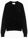 Red Heart Logo Merino Wool Cardigan Black - AMI - BALAAN 2