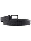 Intrecciato Leather Belt Black - BOTTEGA VENETA - BALAAN 2