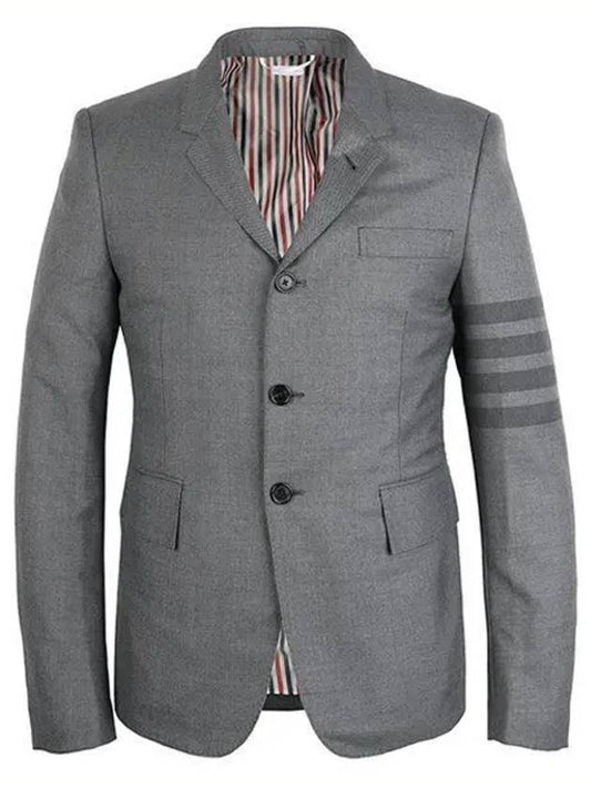 Twill School Uniform 4 Bar Slim Fit Jacket Medium Grey - THOM BROWNE - BALAAN 2