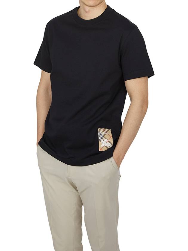 Check Label Cotton Short Sleeve T-Shirt Black - BURBERRY - BALAAN 5