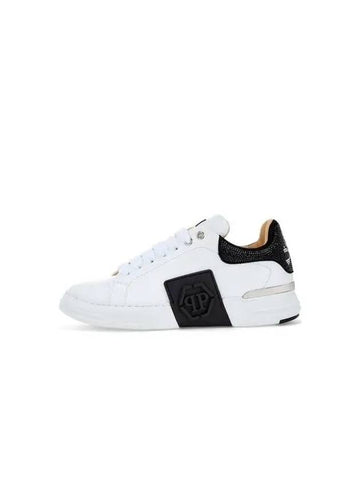 Women s Hotfix Skull Heel Tab Low Top Sneakers White - PHILIPP PLEIN - BALAAN 1