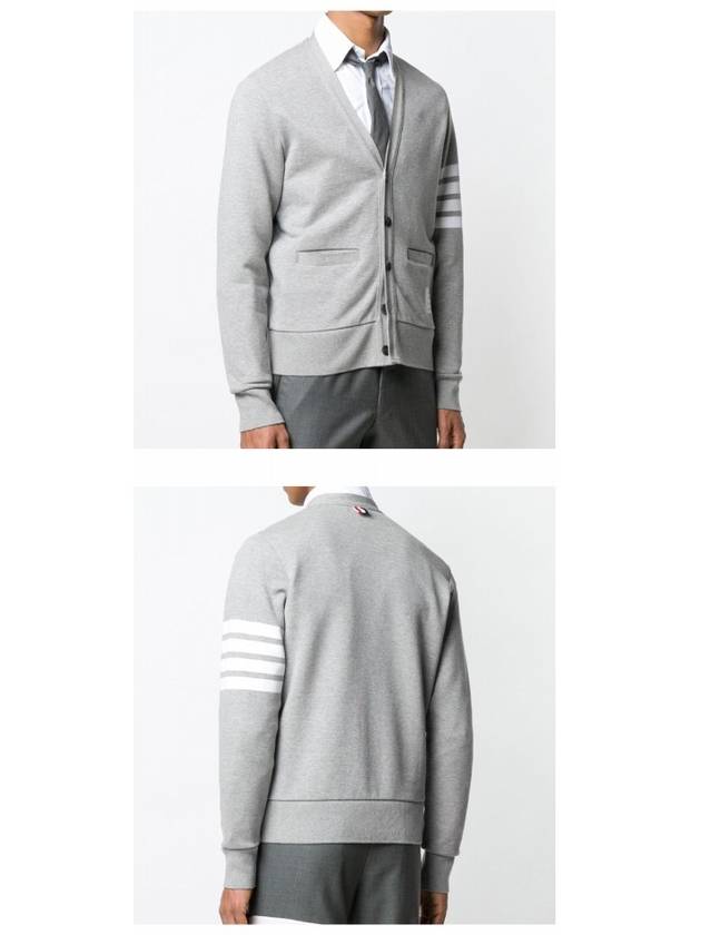 Classic V-Neck 4 Bar Stripe Cardigan Light Grey - THOM BROWNE - BALAAN 6