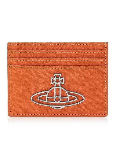 Saffiano Thin Line Card Wallet Orange - VIVIENNE WESTWOOD - BALAAN 1