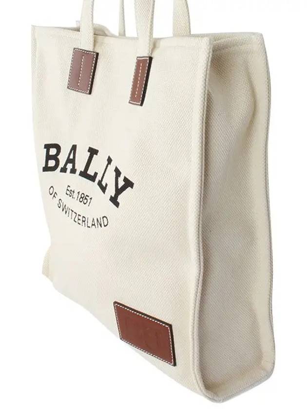 Crystalia Logo Fabric Tote Bag White - BALLY - BALAAN 4