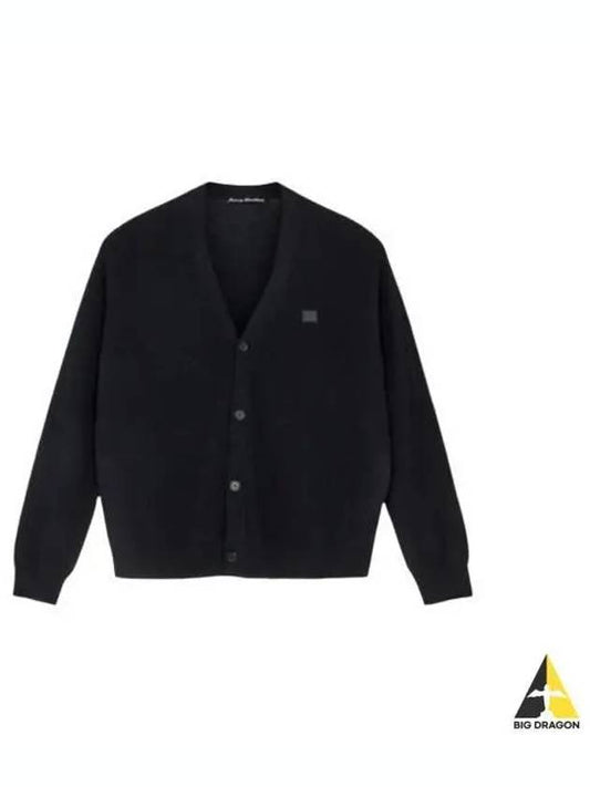 Face patch wool V neck cardigan black C60038 - ACNE STUDIOS - BALAAN 1