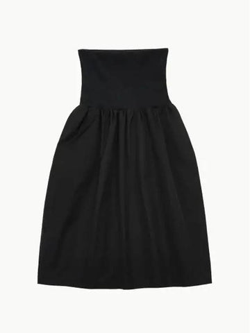 AMOMENTO NYLON SHIRRING FLARE SKIRT BLACK - ANDTHEOTHER - BALAAN 1