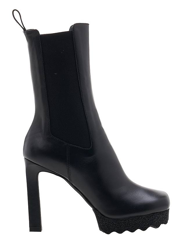 Round Toe Leather Chelsea Boots Black - OFF WHITE - BALAAN.