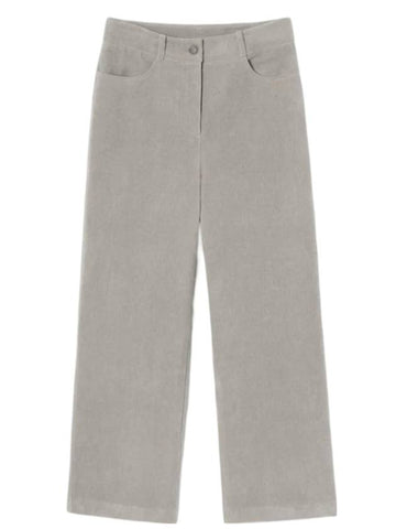 Women's Semi-Wide Corduroy Pants Light Grey - LACOSTE - BALAAN 1