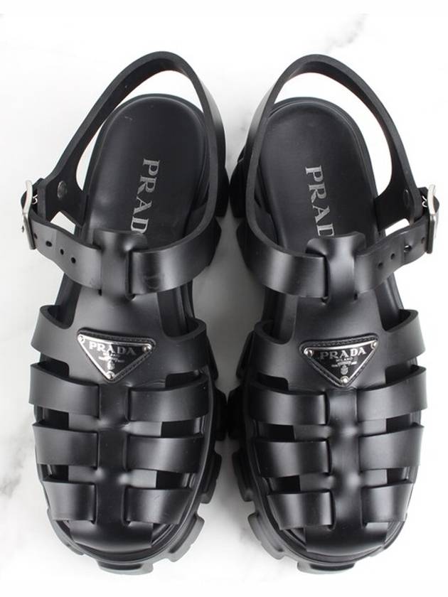 Triangle logo strap rubber sandals 38 5 250 255 - PRADA - BALAAN 8