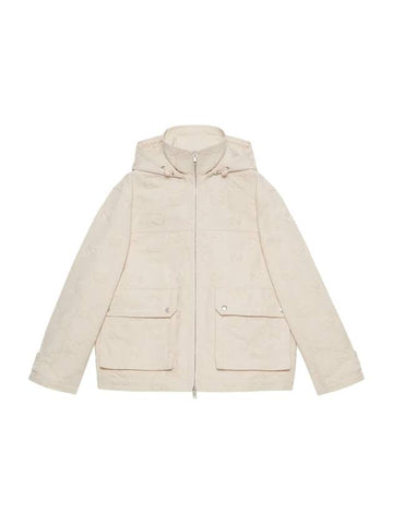 Jumbo GG Canvas Puffer Hooded Jacket White - GUCCI - BALAAN 1