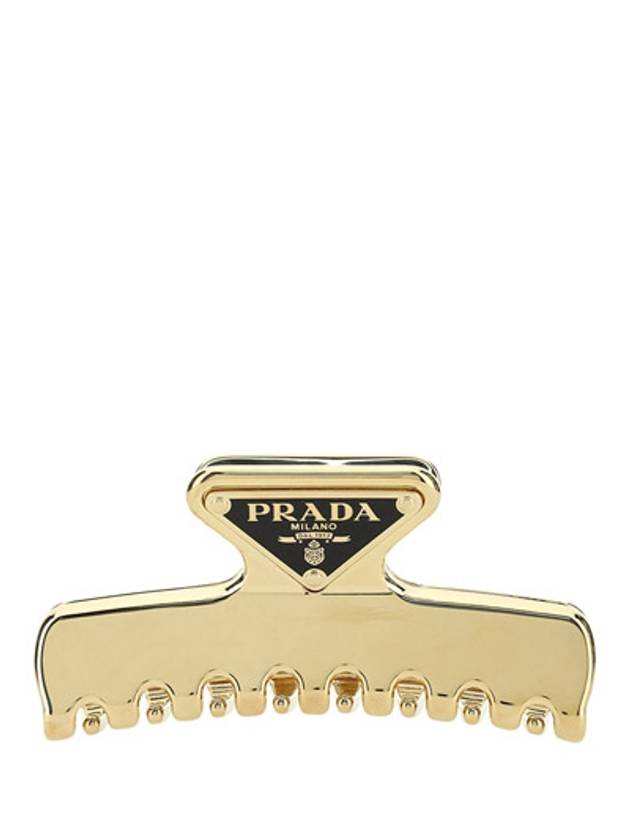 Women's Logo Metal Hair Clip Gold - PRADA - BALAAN 8