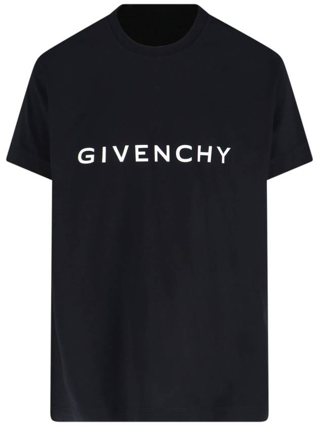 Logo Oversized Fit Cotton Short Sleeve T-Shirt Black - GIVENCHY - BALAAN 2