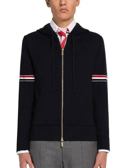 Cotton Milano Armband Zip Up Hoodie Navy - THOM BROWNE - BALAAN 2