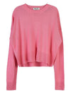 Intarsia Logo Wool Knit Top Pink - MIU MIU - BALAAN 3