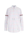 Men's Plaid Three Stripes Armband Oxford Long Sleeve Shirt Light Pink - THOM BROWNE - BALAAN 2